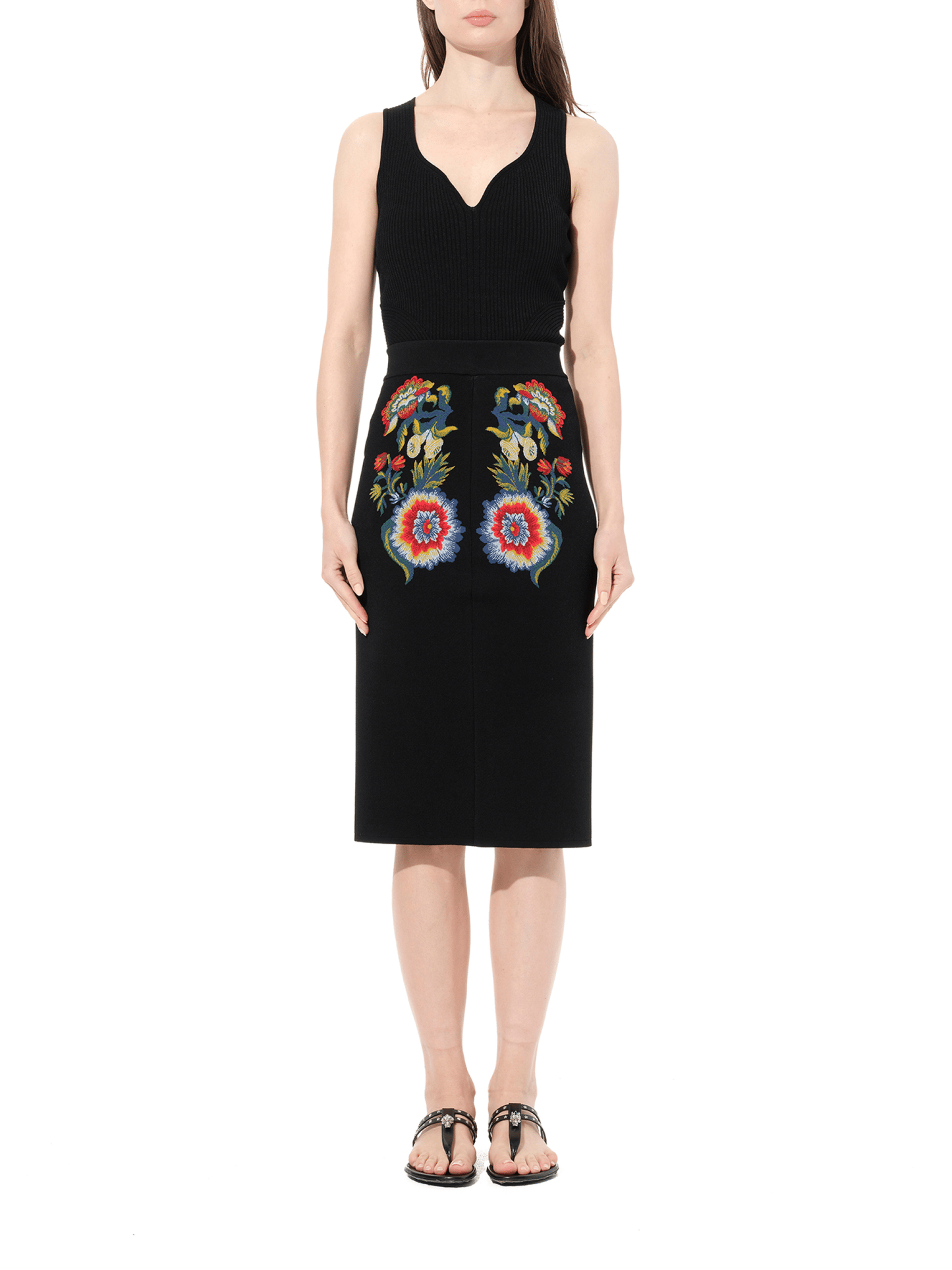 ALEXANDER MCQUEEN Pencil Knee Skirt (Black)