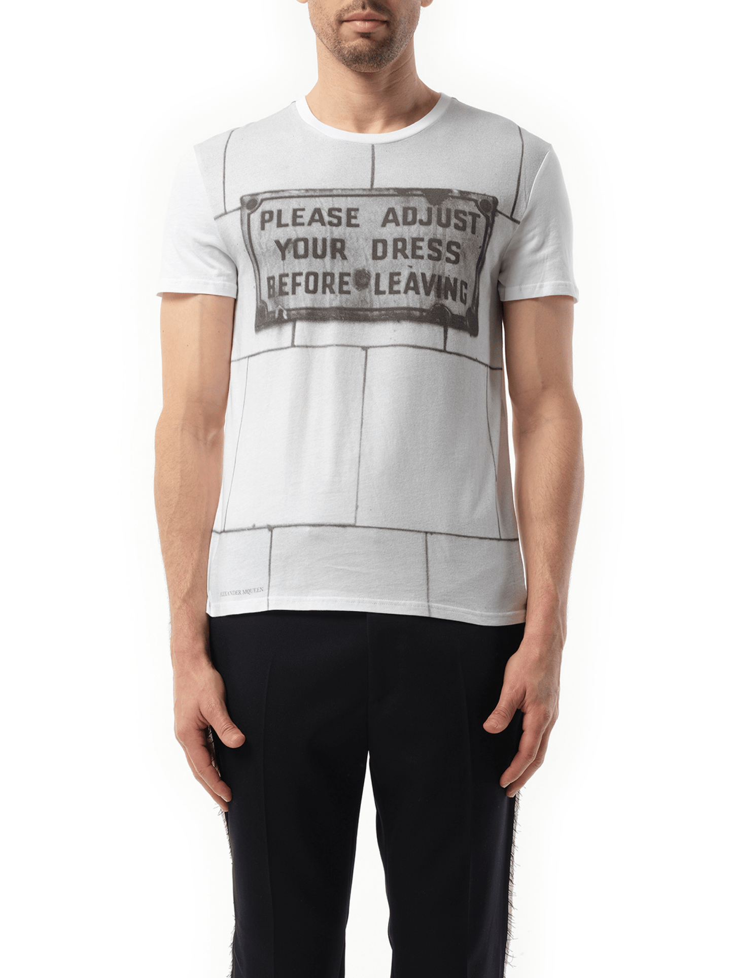 Image of a model wearing Tops. Productname: ALEXANDER MCQUEEN Deakin T-Shirts in WHITE colour by brand - ALEXANDER MCQUEEN