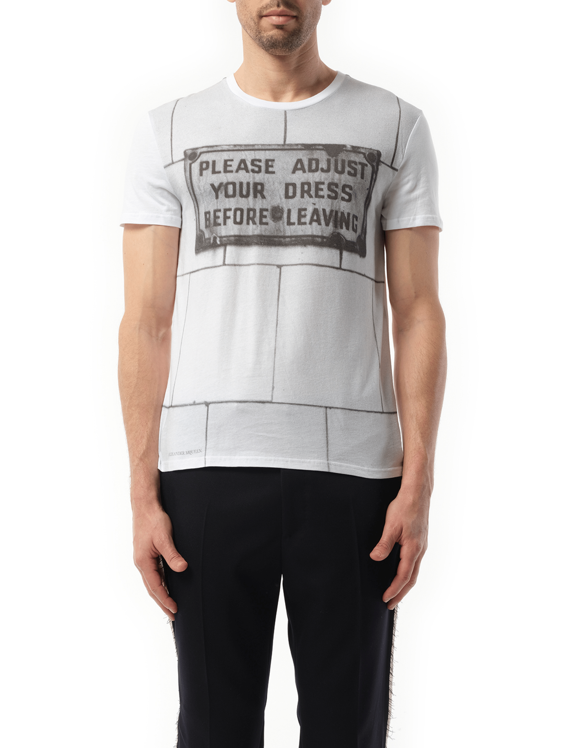 Image of a model wearing Tops. Productname: ALEXANDER MCQUEEN Deakin T-Shirts in WHITE colour by brand - ALEXANDER MCQUEEN
