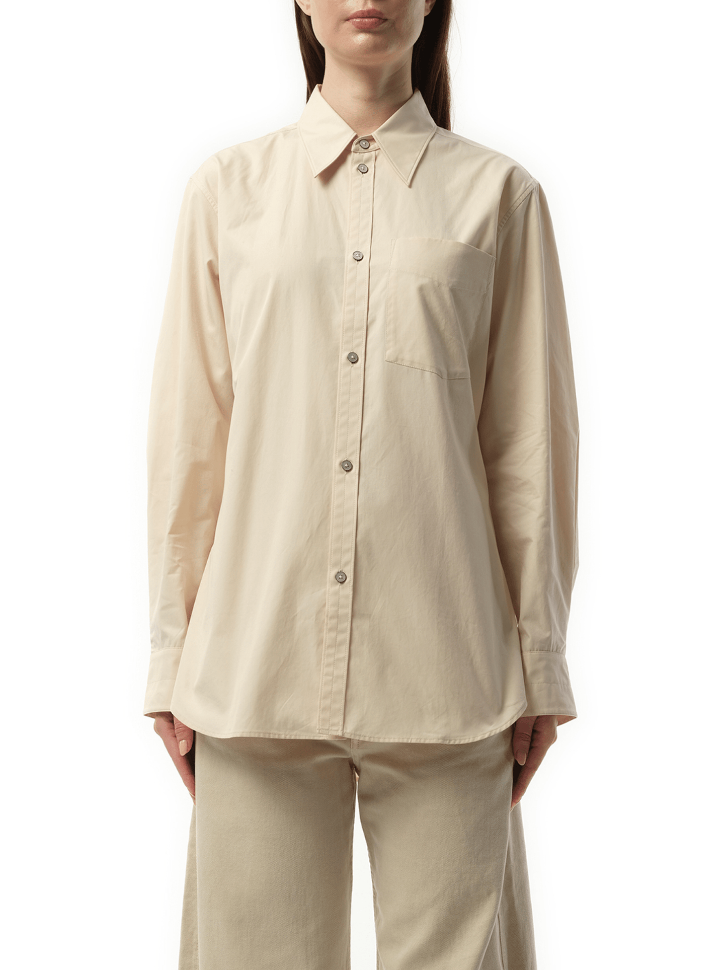Image of Shirts. Product name - Fitted Shirt in Cream colour by brand - LEMAIRE