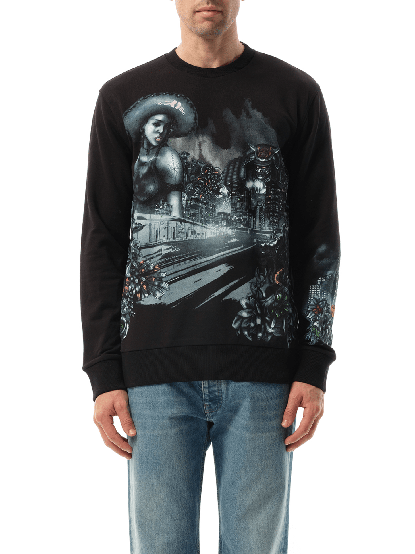 Image of a model wearing Outerwear. Productname: LANVIN Lonely Sweatshirt in BLACK colour by brand - LANVIN