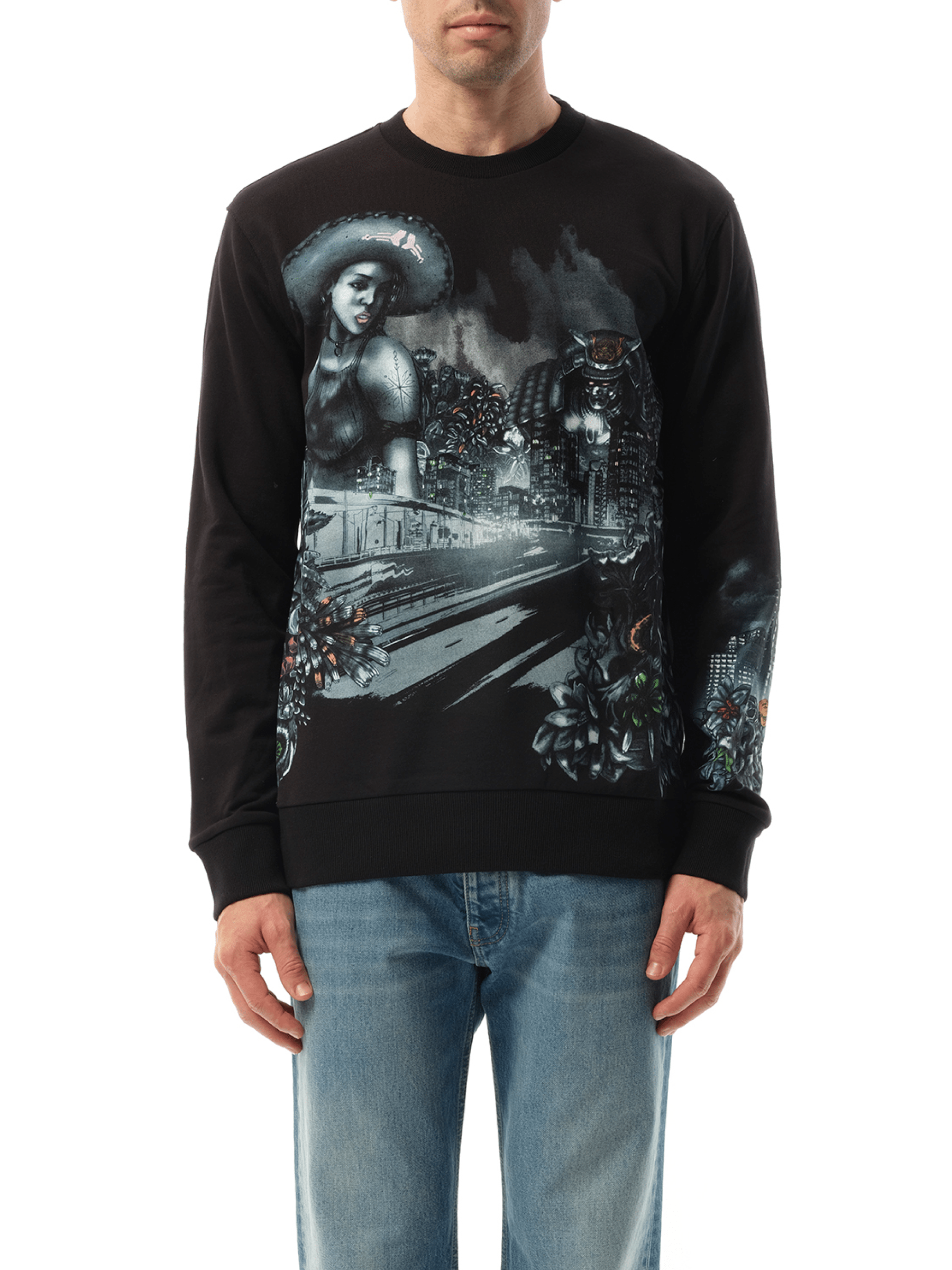 Image of a model wearing Outerwear. Productname: LANVIN Lonely Sweatshirt in BLACK colour by brand - LANVIN
