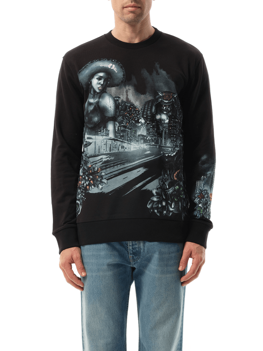 Image of a model wearing Outerwear. Productname: LANVIN Lonely Sweatshirt in BLACK colour by brand - LANVIN