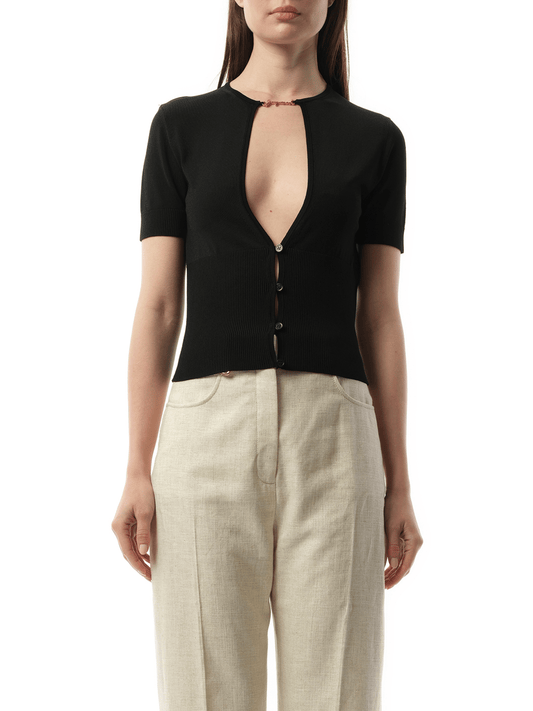Image of Others. Productname: JACQUEMUS Le Haut Pralu MC in Black colour by brand - JACQUEMUS