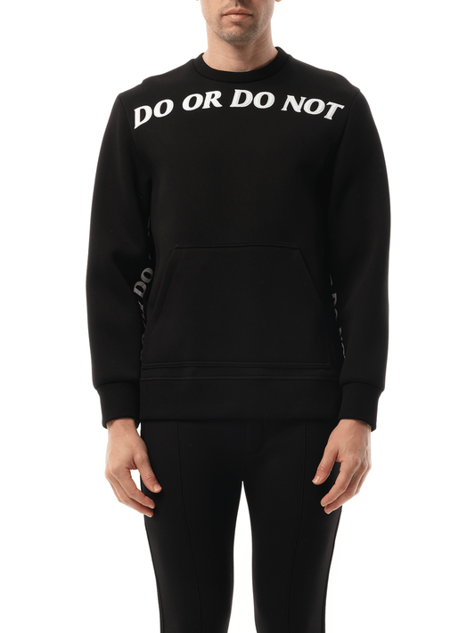 Image of a model wearing Outerwear. Productname: NEIL BARRETT Sweatshirt in BLACK colour by brand - NEIL BARRETT