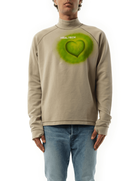 Image of a model wearing Outerwear. Productname: DOUBLET Healtech Airbrush High Neck in GREEN colour by brand - DOUBLET