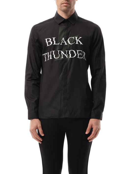 Image of a model wearing Tops. Productname: NEIL BARRETT Shirt in BLACK colour by brand - NEIL BARRETT