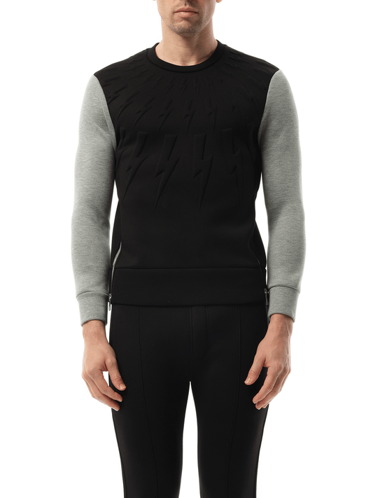 Image of a model wearing Outerwear. Productname: Sweatshirt in Black colour by brand - NEIL BARRETT