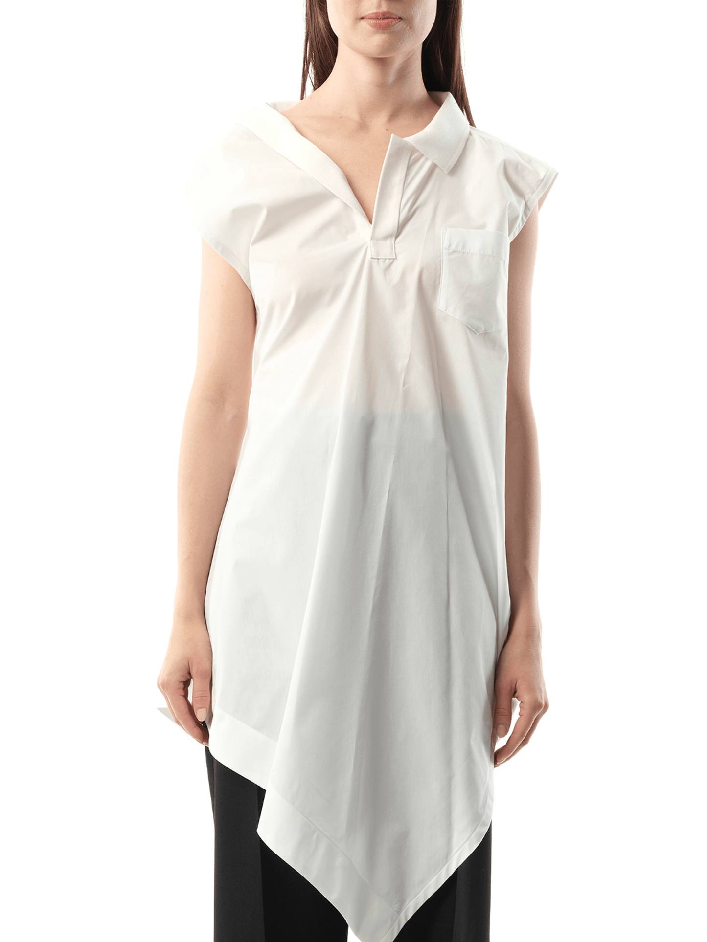 Image of Dresses. Product name - Cotton Poplin Polo Shirt in White colour by brand - SACAI