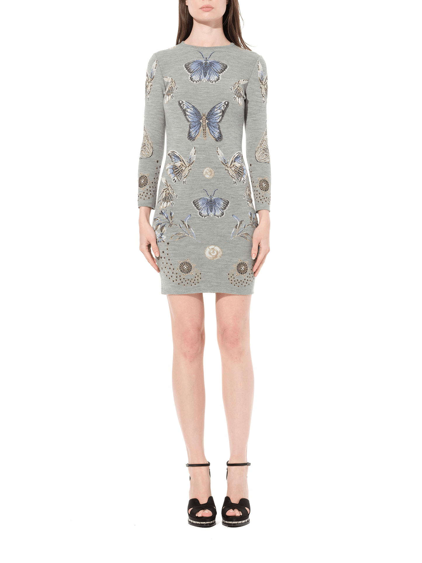 ALEXANDER MCQUEEN Mini Jacquard Dress (Grey)