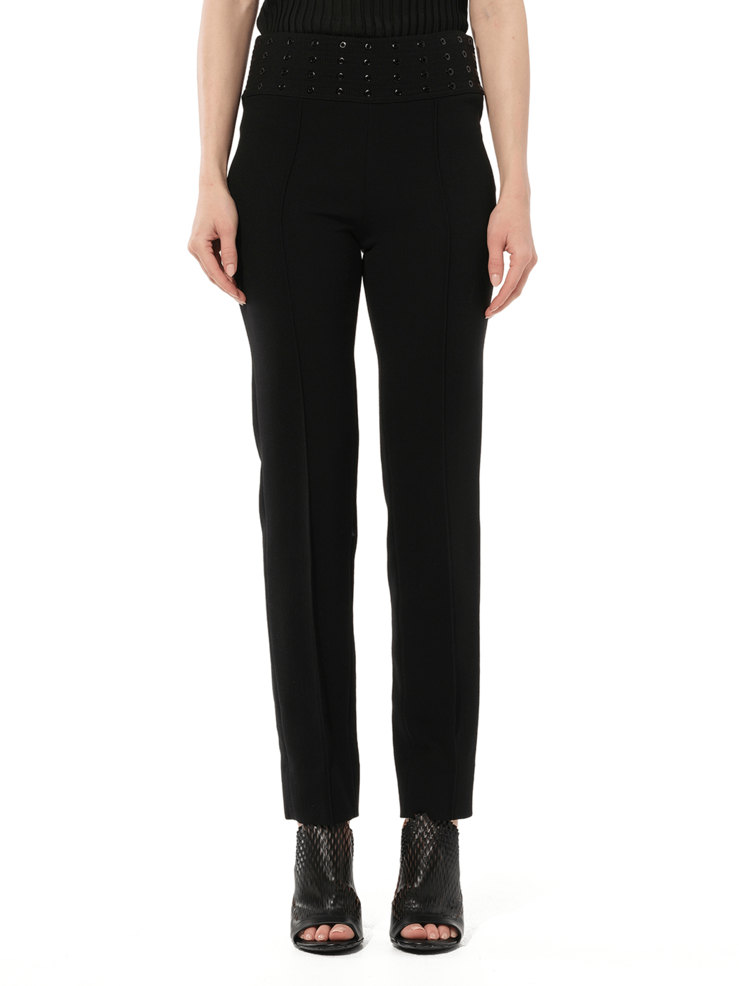 Image of a model wearing Pants. Product name - Trousers in Black colour by brand - PUCCI