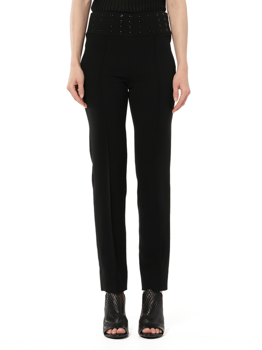Image of a model wearing Pants. Product name - Trousers in Black colour by brand - PUCCI