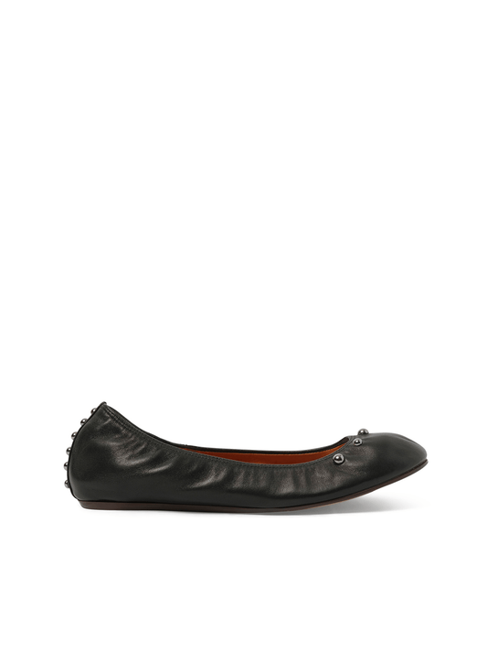 Image of Flats. Productname: LANVIN Ballerina W/ Pearls in BLACK colour by brand - LANVIN