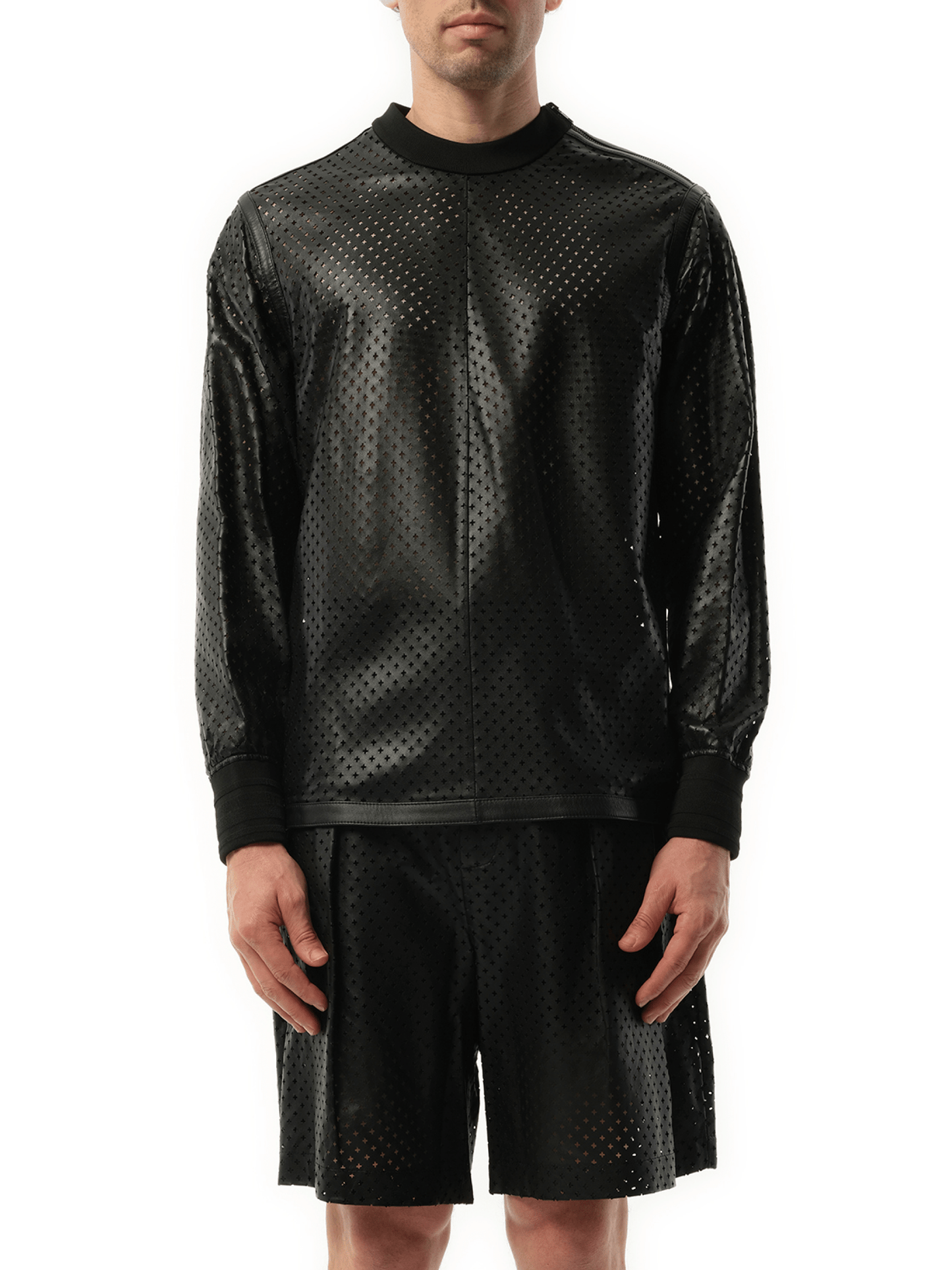 Image of a model wearing Outerwear. Product name - Sweatshirt in Black colour by brand - GIVENCHY