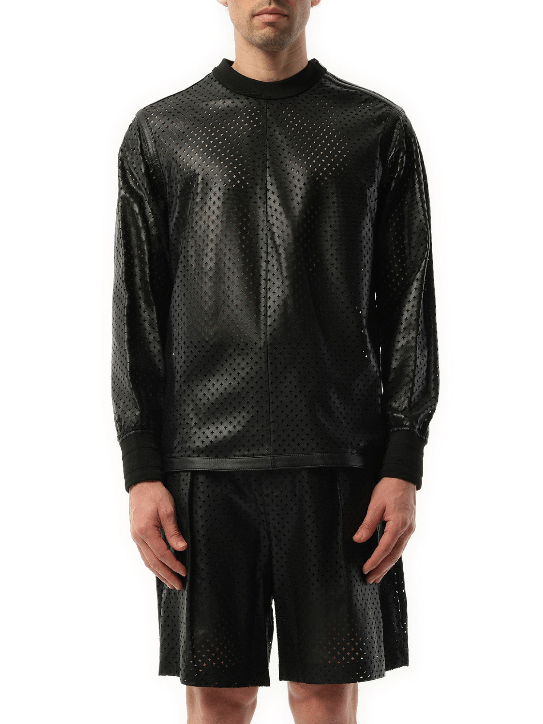 Image of a model wearing Outerwear. Product name - Sweatshirt in Black colour by brand - GIVENCHY