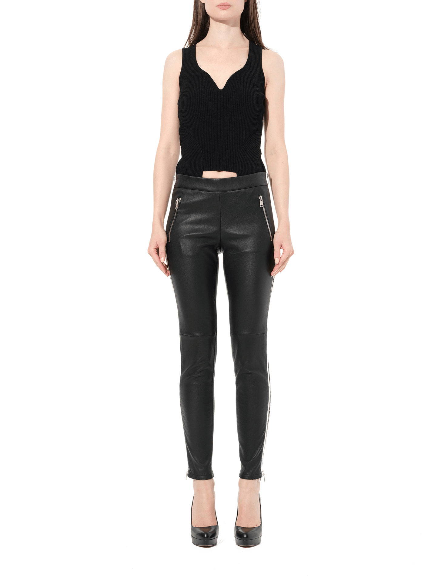 ALEXANDER MCQUEEN Leather Leggings (Black)