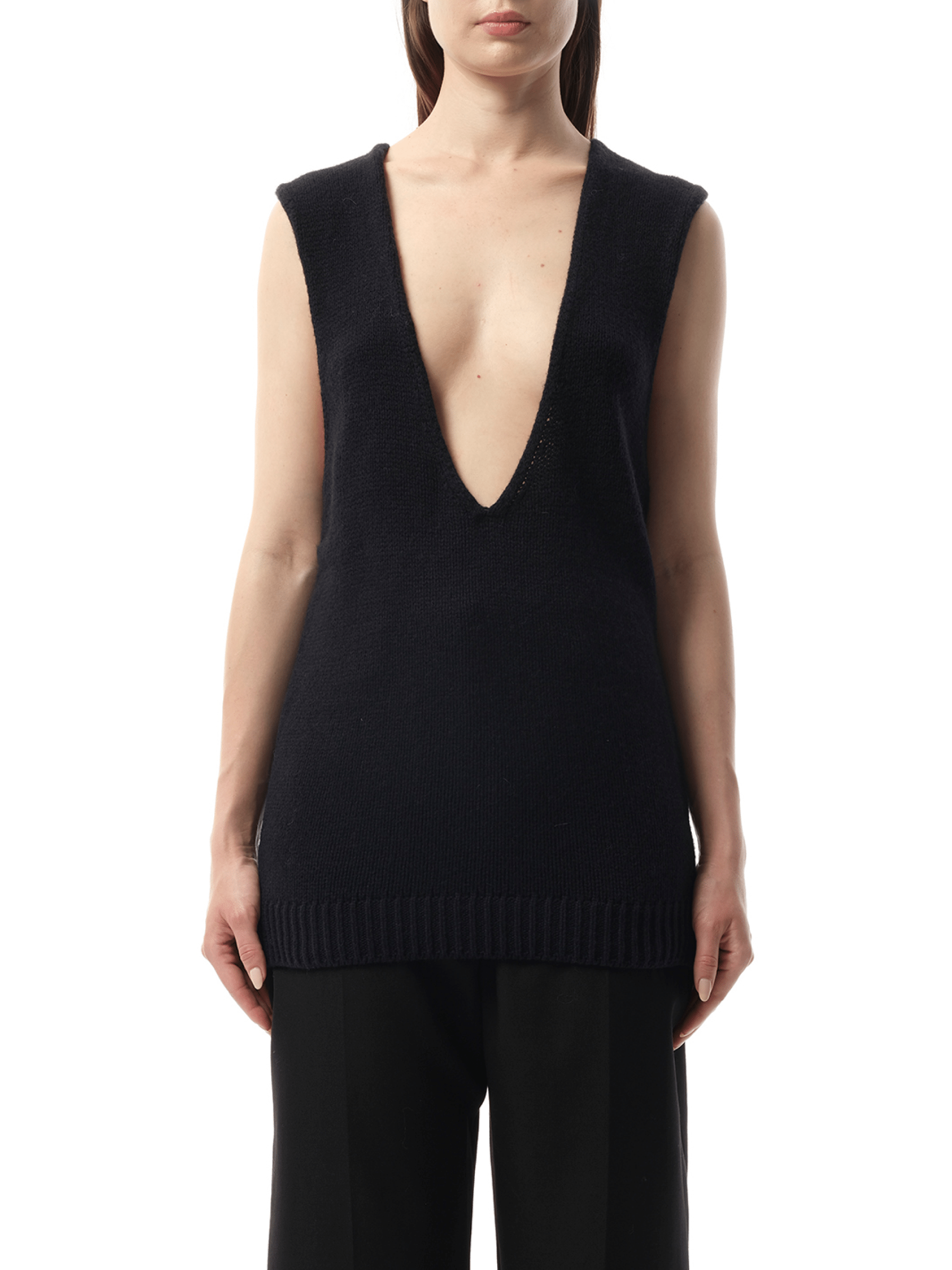 Image of a model wearing Tops. Productname: LANVIN Knitted Top in Blue colour by brand - LANVIN