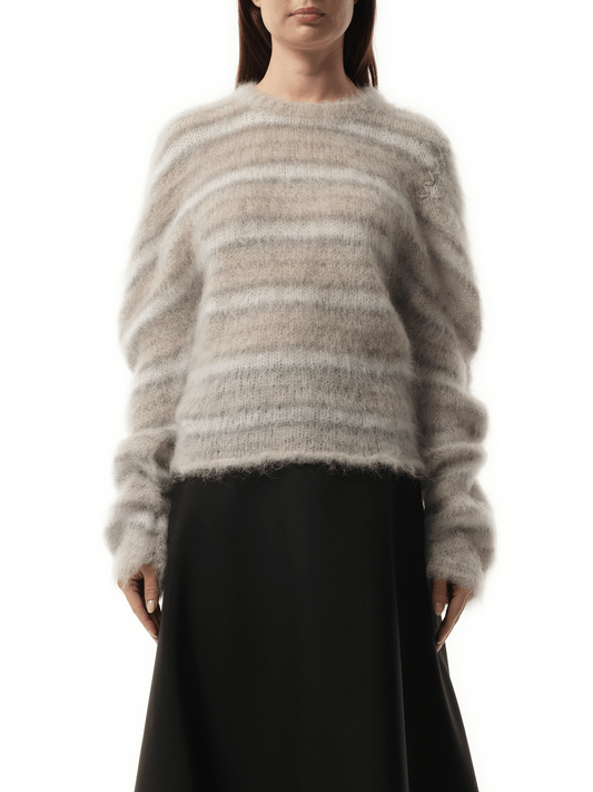 Image of a model wearing Outerwear. Productname: MARNI Fuzzy Wuzzy Brushed Sweater in Tonic colour by brand - MARNI