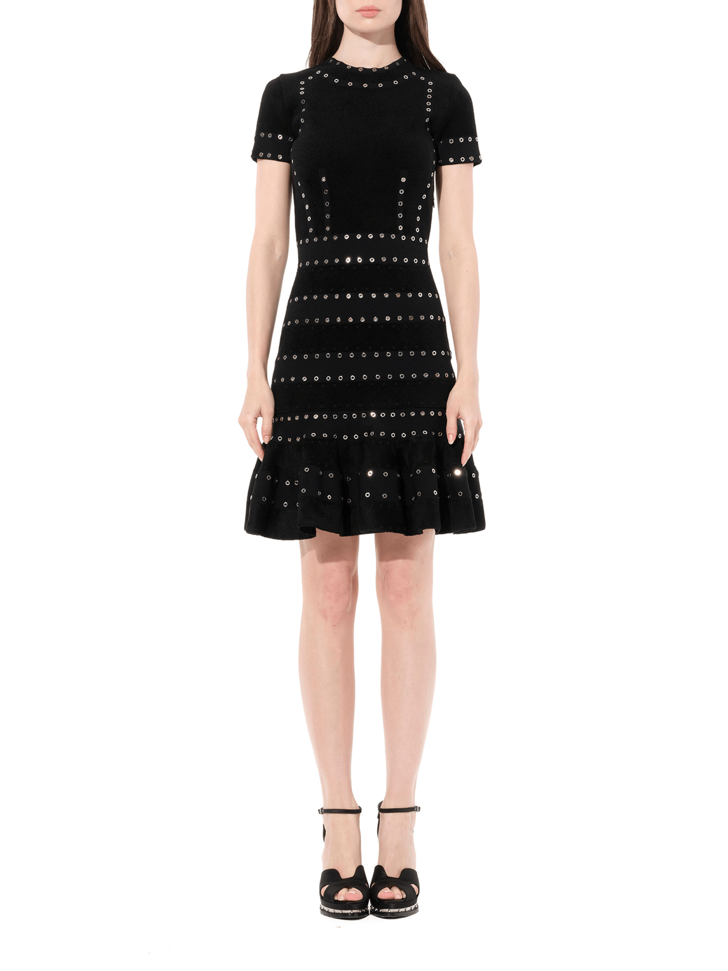 ALEXANDER MCQUEEN Eyelet Mini Dress (Black)
