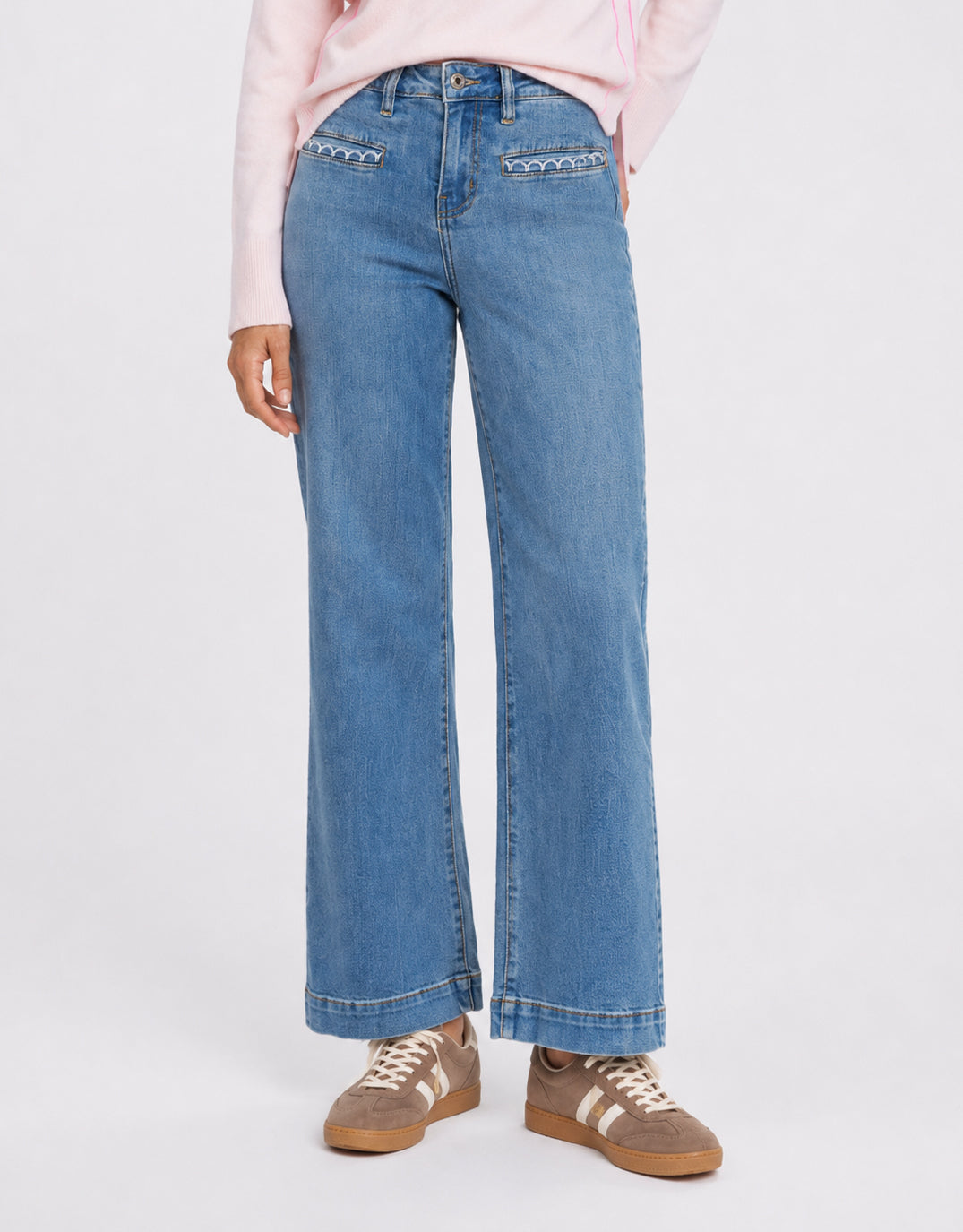 Image of Jeans. Product name - Freya Scallop Jean 70's Blue in 70'S Blue colour by brand - Kireina