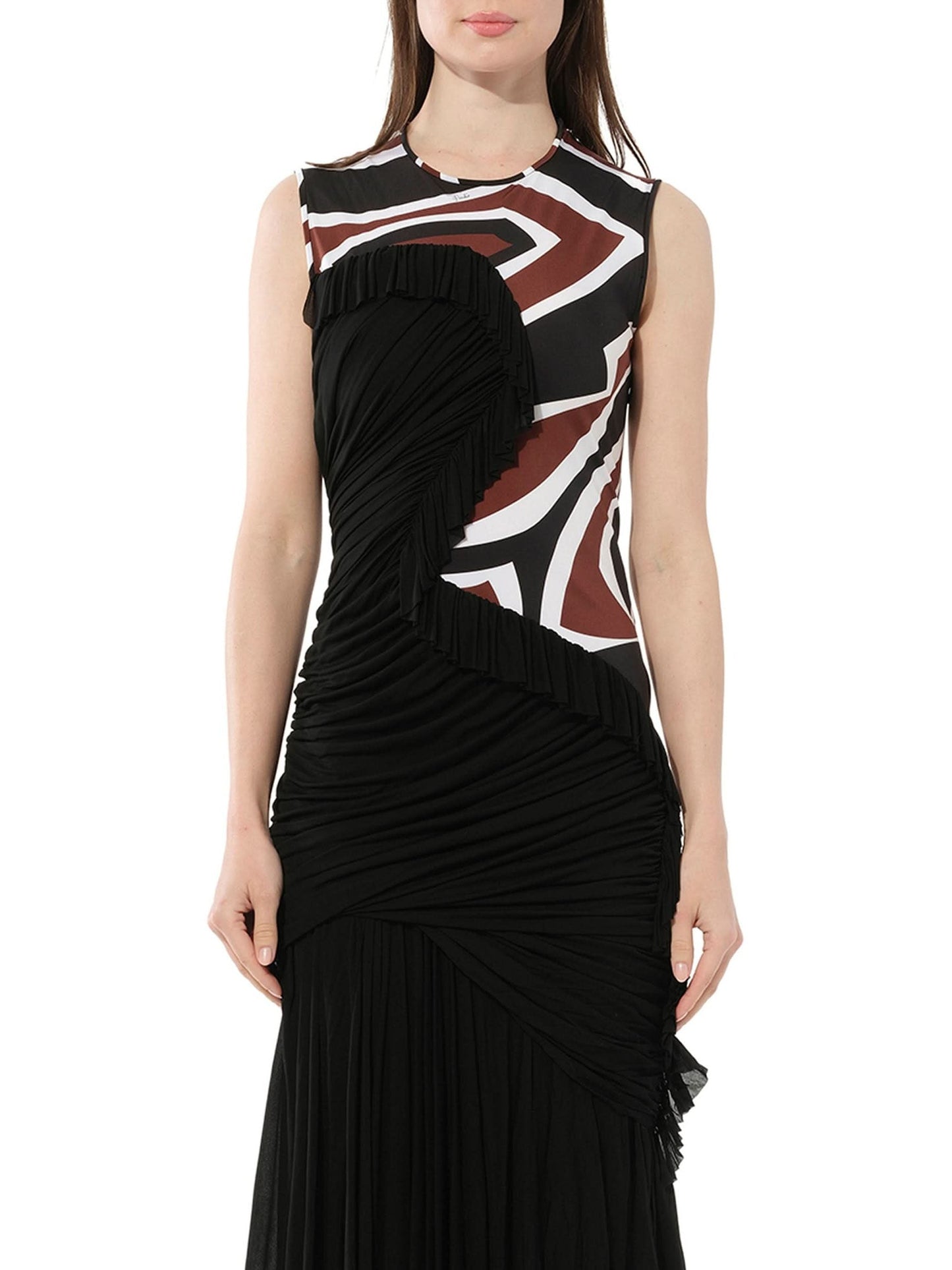 Image of a model wearing Dress. Productname: PUCCI Frill Dress in Black colour by brand - PUCCI