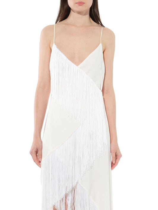 Image of a model wearing Dress. Productname: GIVENCHY Fringes Dress in White colour by brand - GIVENCHY