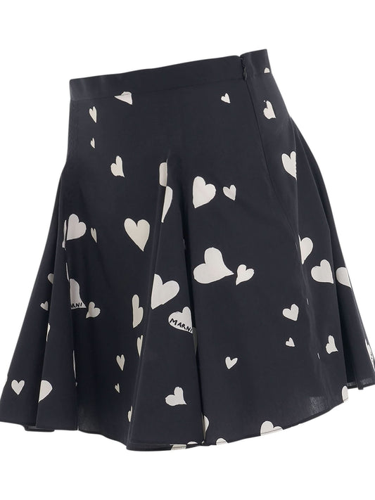 MARNI Heart-Printed Mini Skirt (Black)