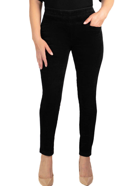 Image of a model wearing Pants. Productname: GABRIELLA FRATTINI MITCH CORD PANT in Black colour by brand - Gabriella Frattini
