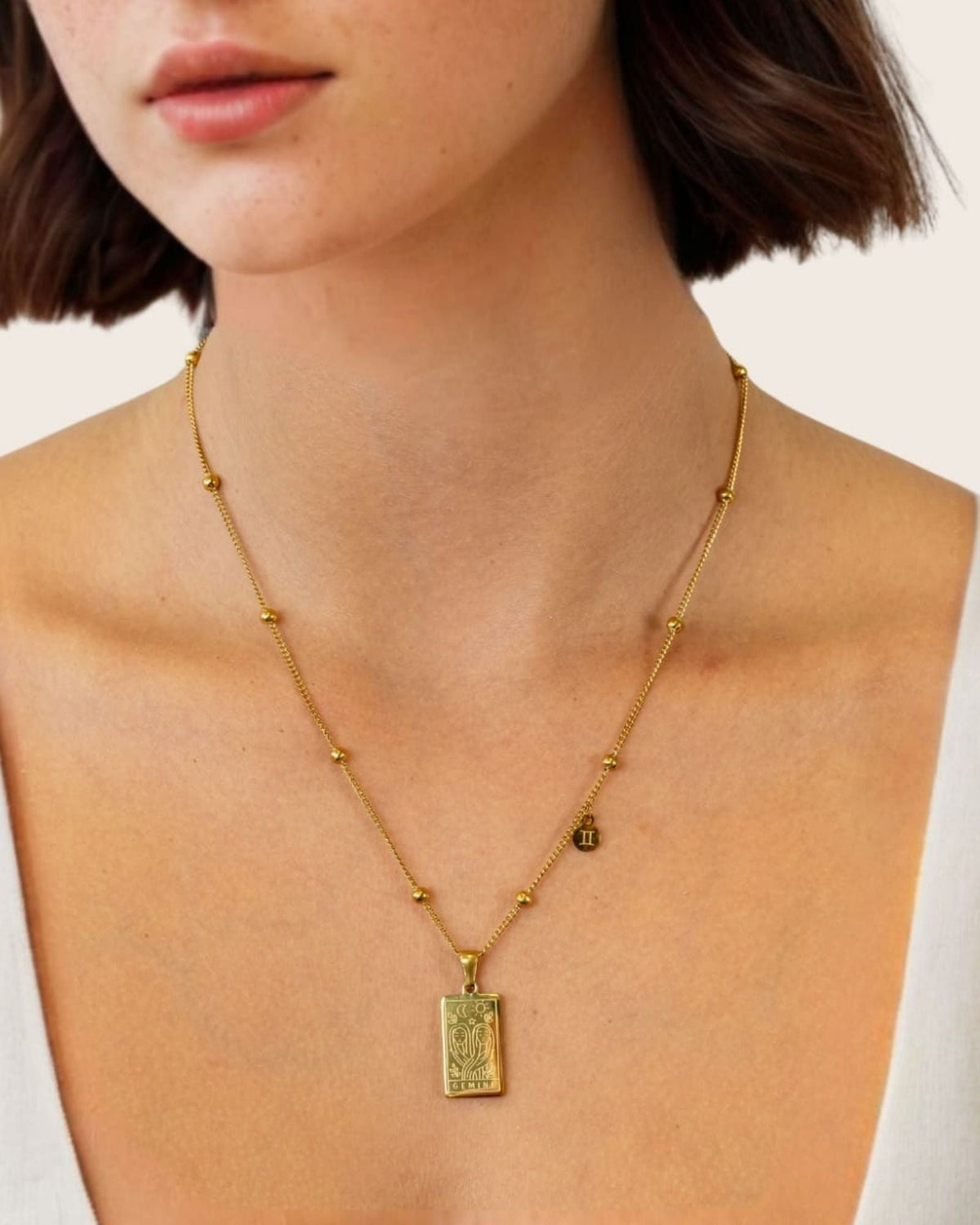 LAVANA Gemini Gold Zodiac Tag Necklace
