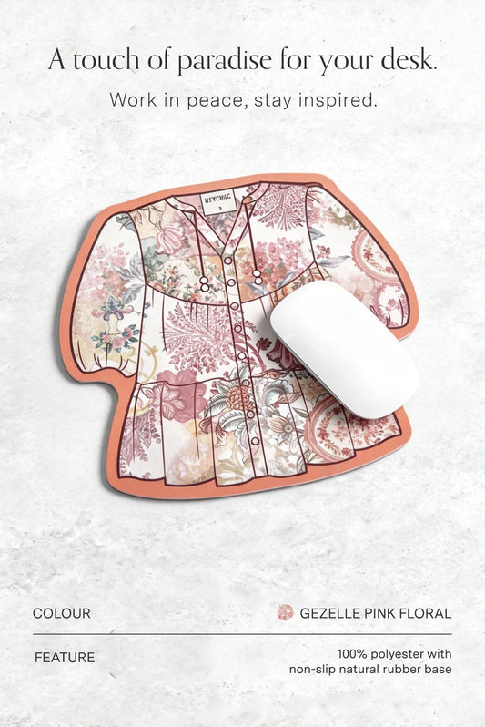 Image of Electronics Accessories. Productname: Gezelle Pink Floral Mouse Pad in Pink colour by brand - HEYCHIC
