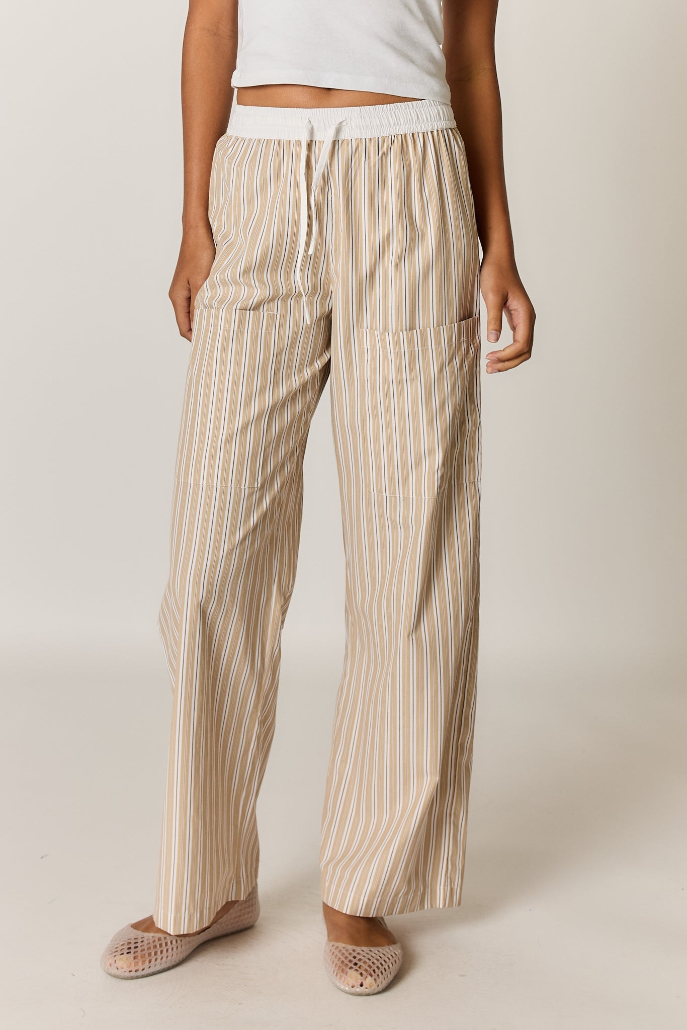 Giliann Alma Pocket Pant Stripe (Tan)