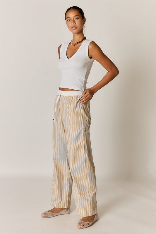 Giliann Alma Pocket Pant Stripe (Tan)