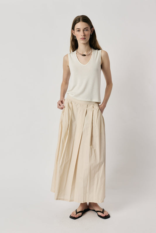 Image of a model wearing Skirts. Product name - Giliann Ines Skirt Cream in Cream colour by brand - Giliann