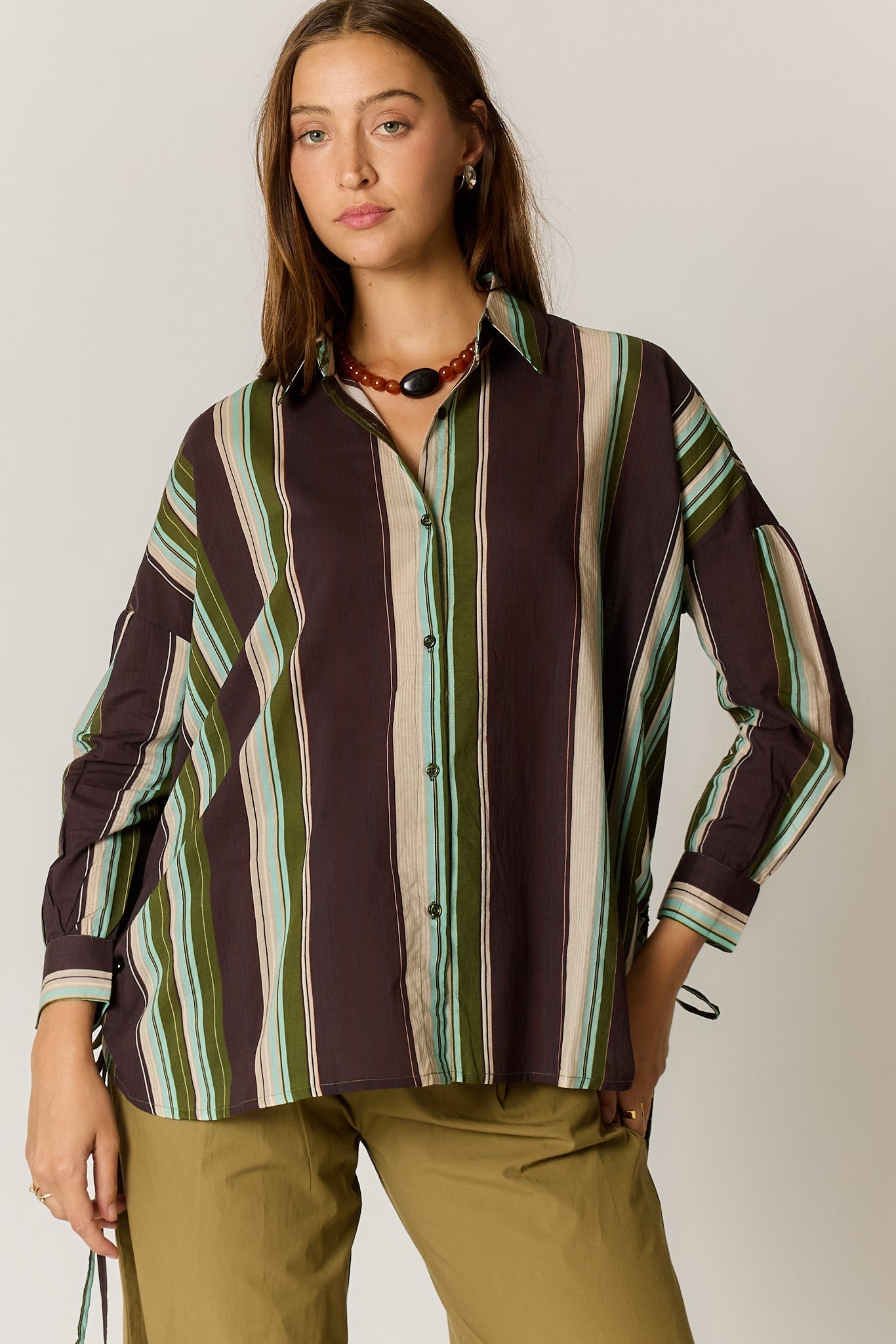 Image of Shirts. Product name - Giliann Joni Shirt Burgundy Stripe in Burgundy colour by brand - Giliann
