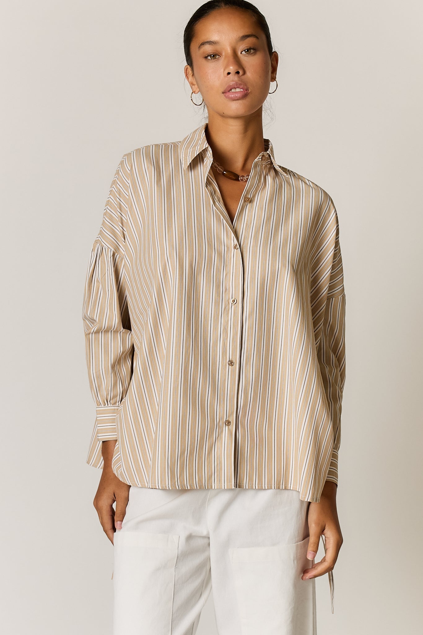 Giliann Joni Shirt Stripe (Tan)