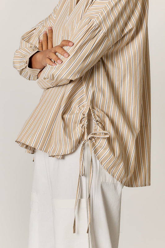 Giliann Joni Shirt Stripe (Tan)