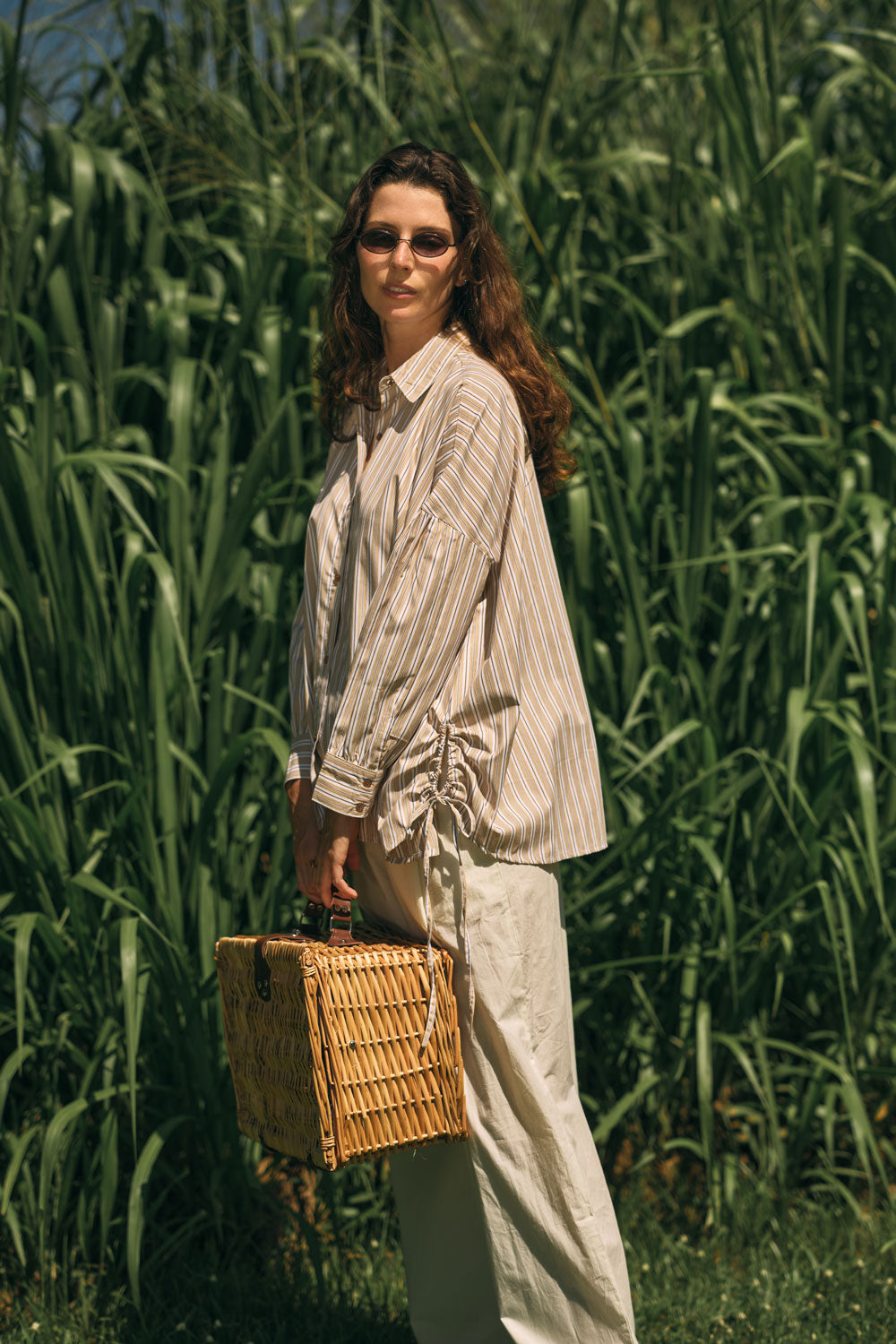 Image of Shirts. Product name - Giliann Joni Shirt Tan Stripe in Tan colour by brand - Giliann