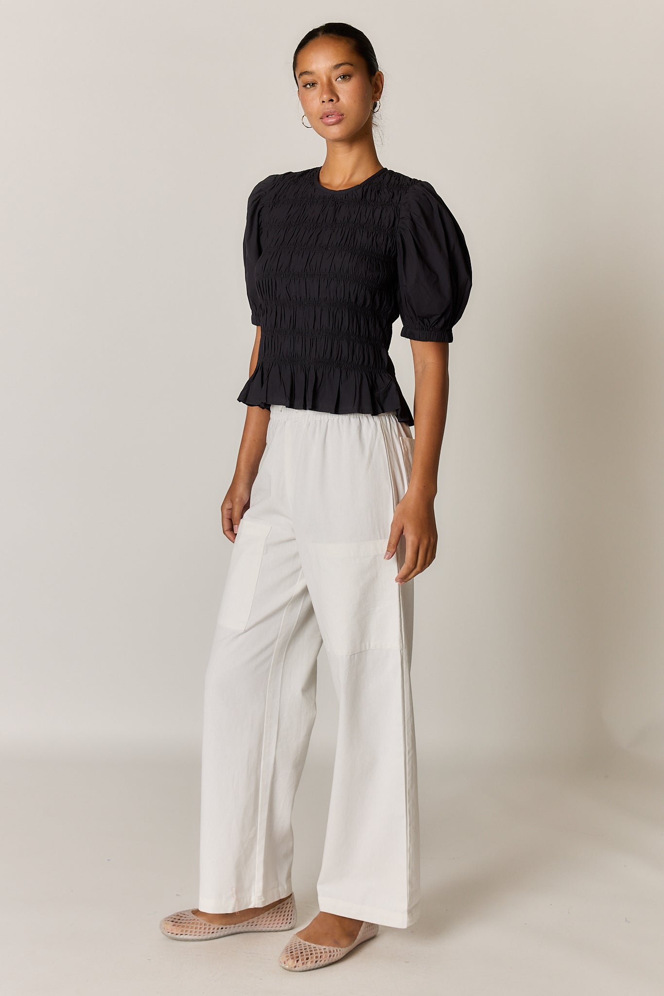 Giliann Pyke Shirred Top Black (Red)