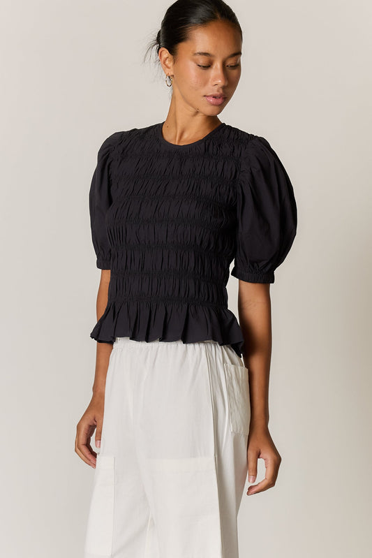 Giliann Pyke Shirred Top Black (Red)