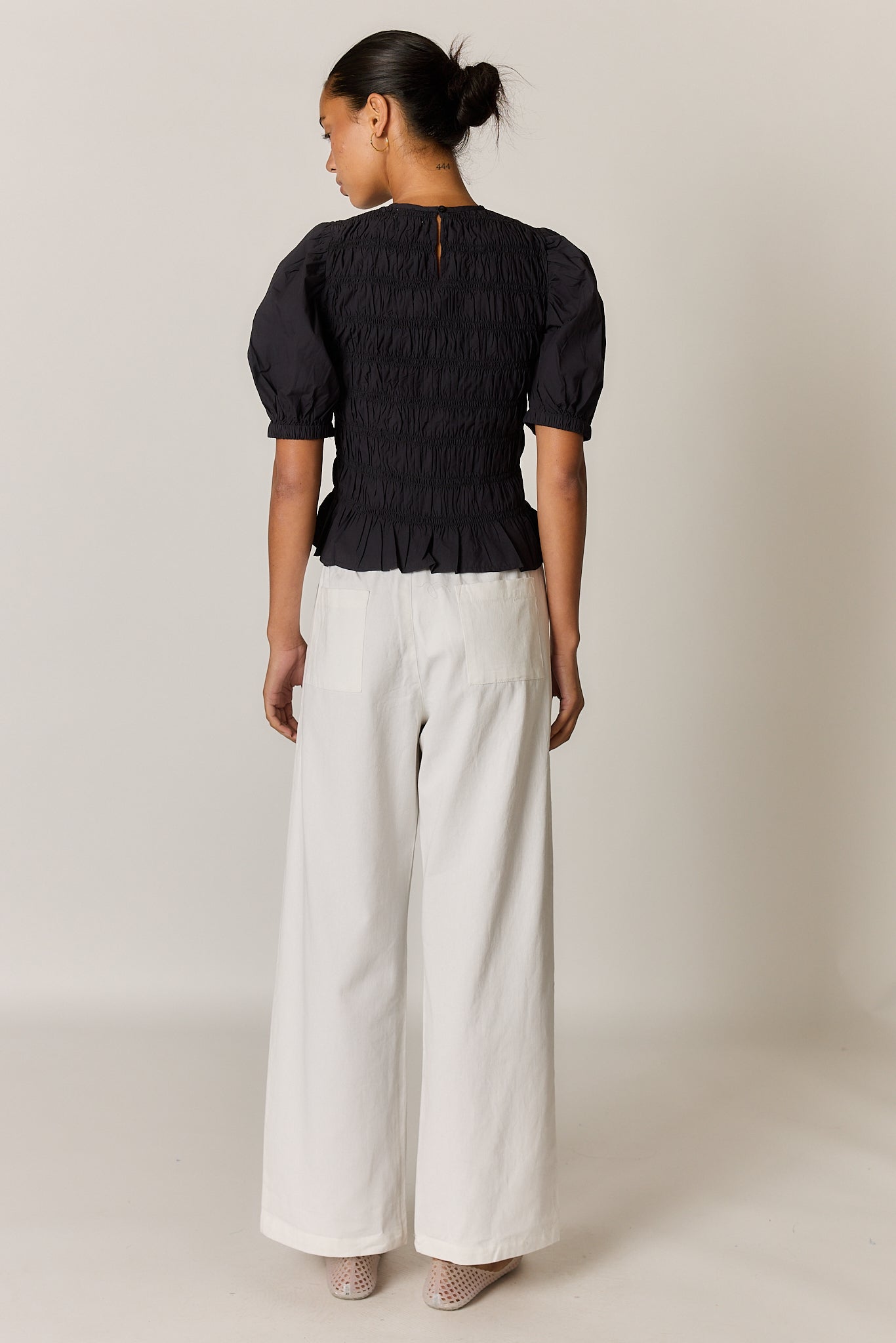 Giliann Pyke Shirred Top Black (Red)