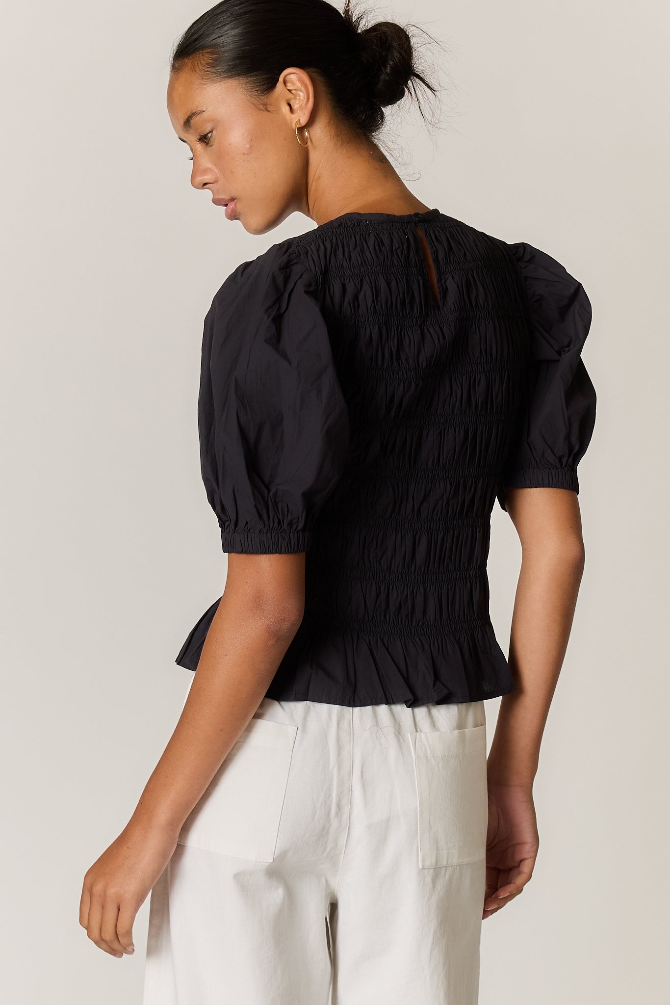 Giliann Pyke Shirred Top Black (Red)