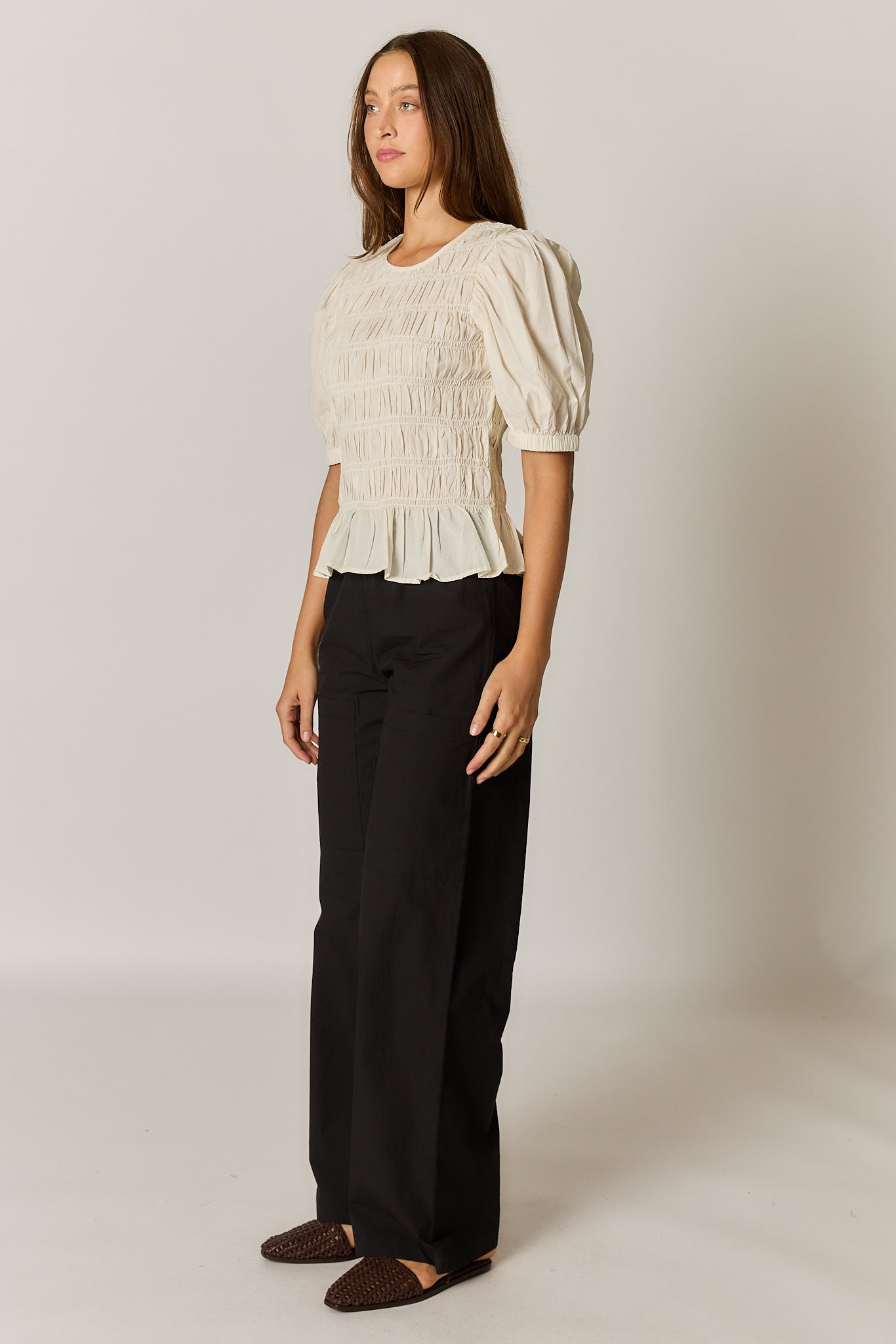 Giliann Pyke Shirred Top Coconut (Red)