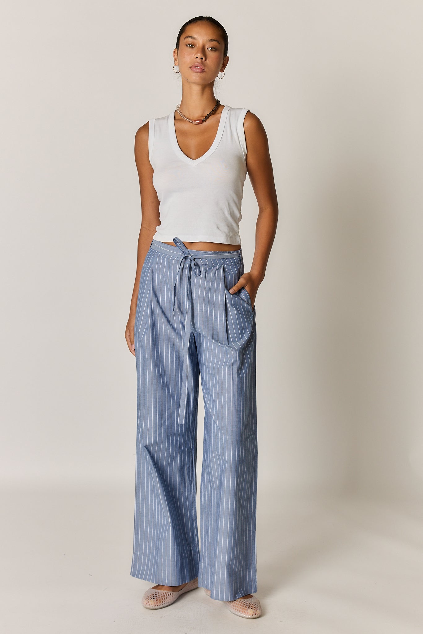 Giliann Floyd Tie Pant Pin Stripe (Blue)