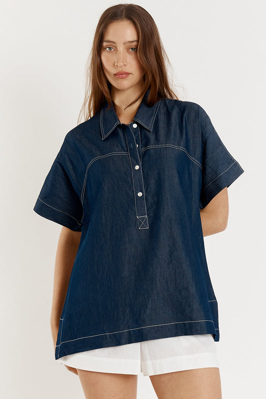 Image of Jeans. Productname: Giliann Gimlet Top Denim in Denim colour by brand - Giliann