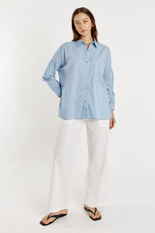 Giliann Jean Cut Out Shirt Stripe (Blue)
