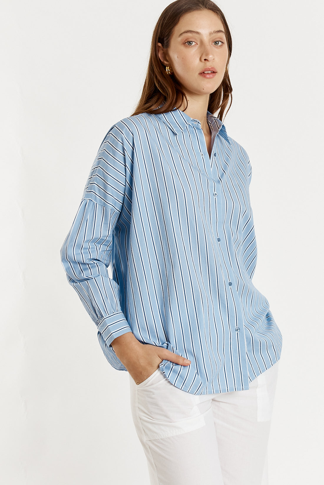 Giliann Jean Cut Out Shirt Stripe (Blue)