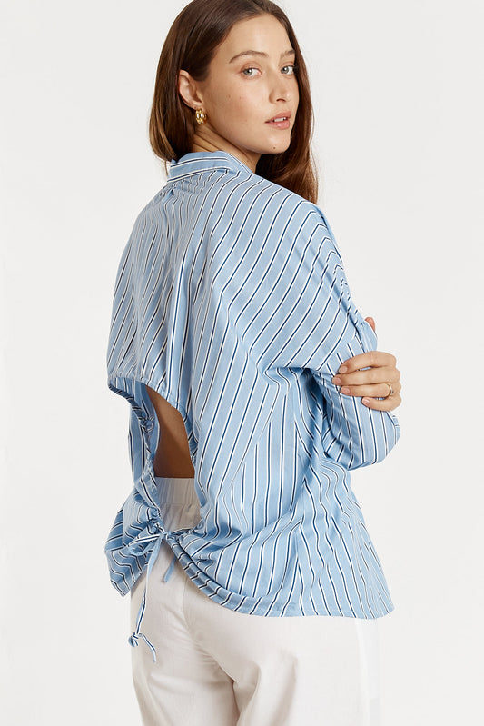 Image of Shirts. Productname: Giliann Jean Cut Out Shirt Blue Stripe in Blue colour by brand - Giliann