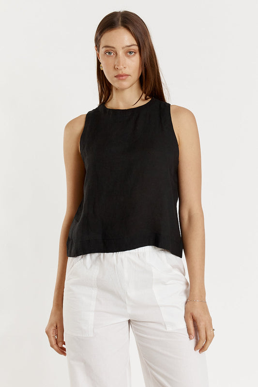 Image of a model wearing Tops. Productname: Giliann Lolita Singlet Black in Black colour by brand - Giliann