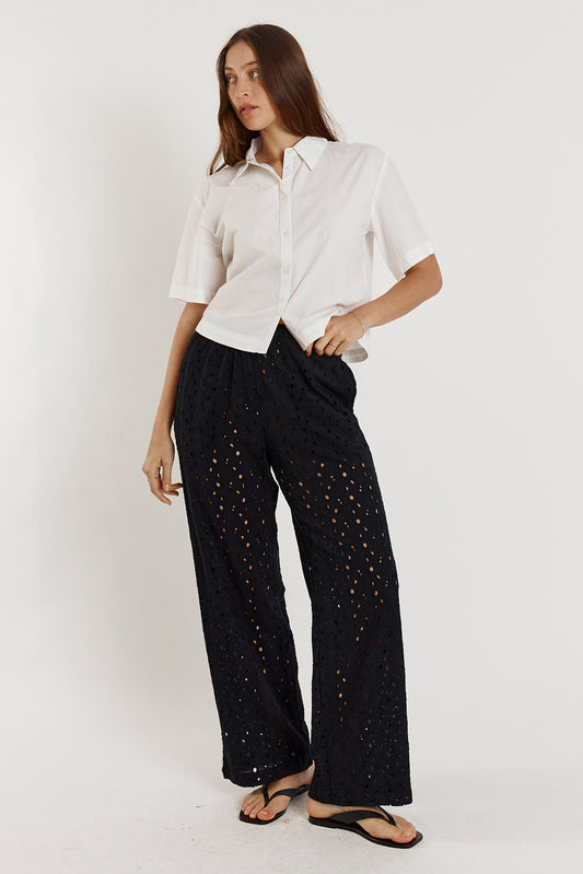 Image of a model wearing Pants. Productname: Giliann Olive Pant Black in Black colour by brand - Giliann