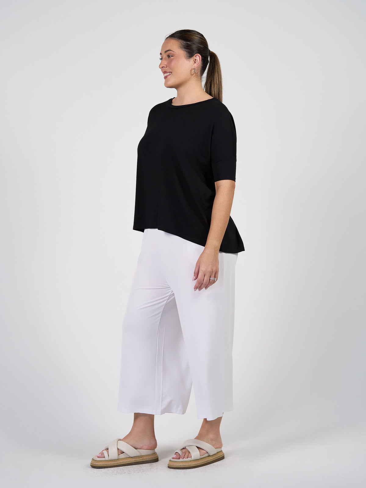 Lou Lou Gina Oversized Slouch Bamboo T-Shirt (Black)